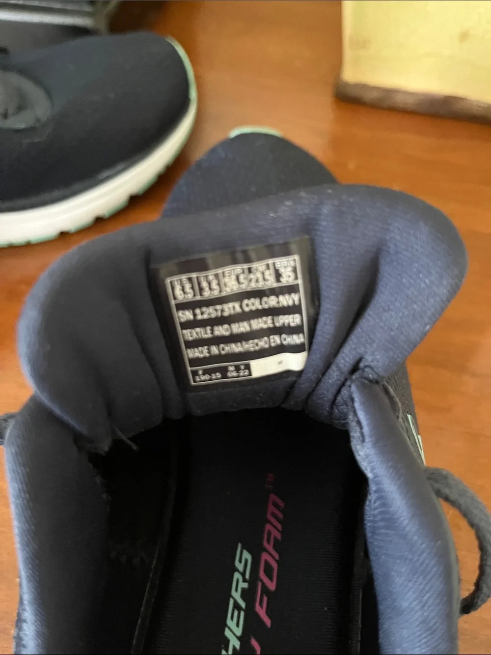 Skechers Women's Navy Sneakers with Mint Green Accents
